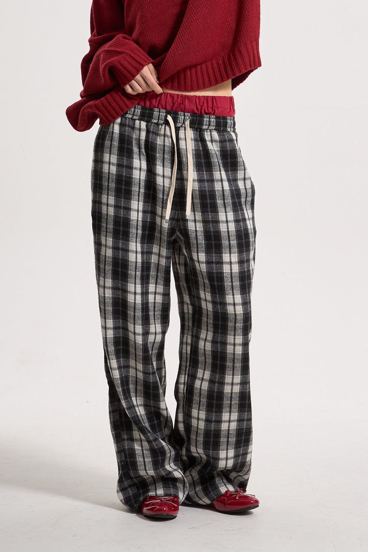 Drawstring Checked Pants