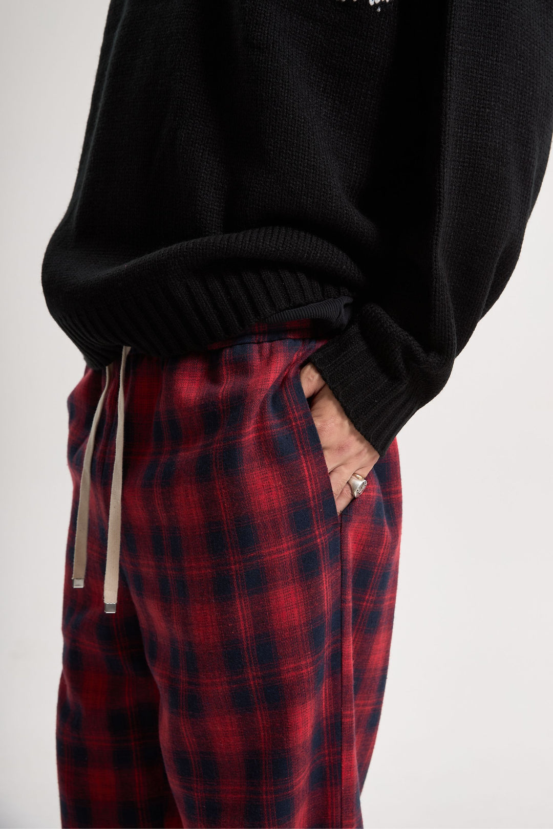 Drawstring Checked Pants