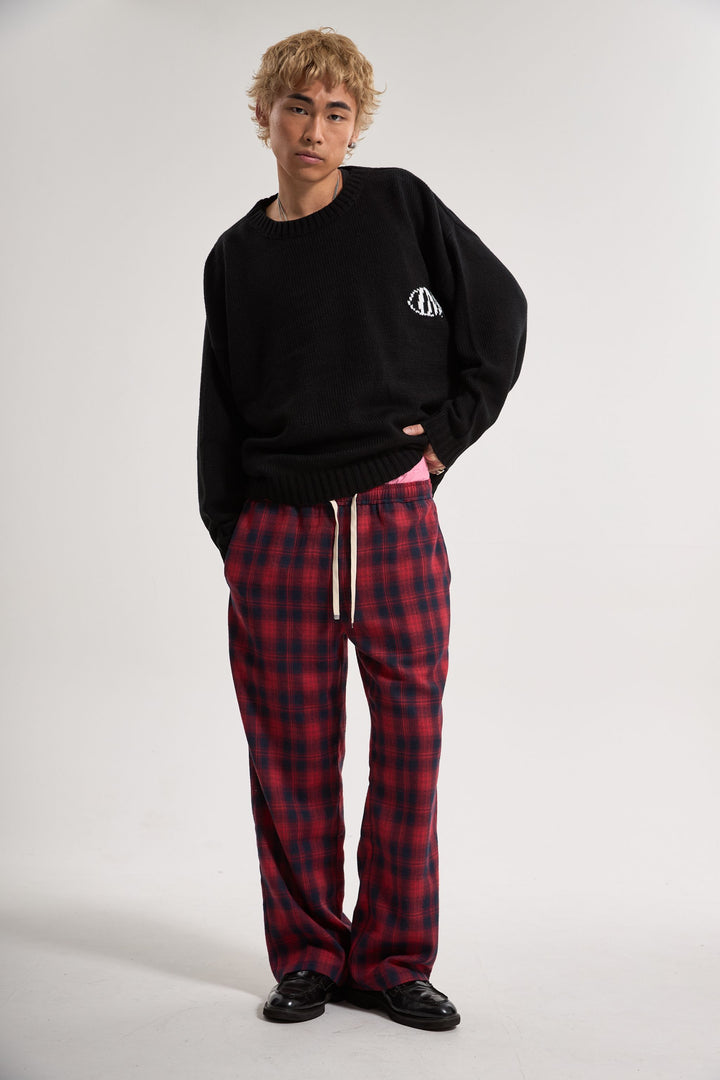 Drawstring Checked Pants