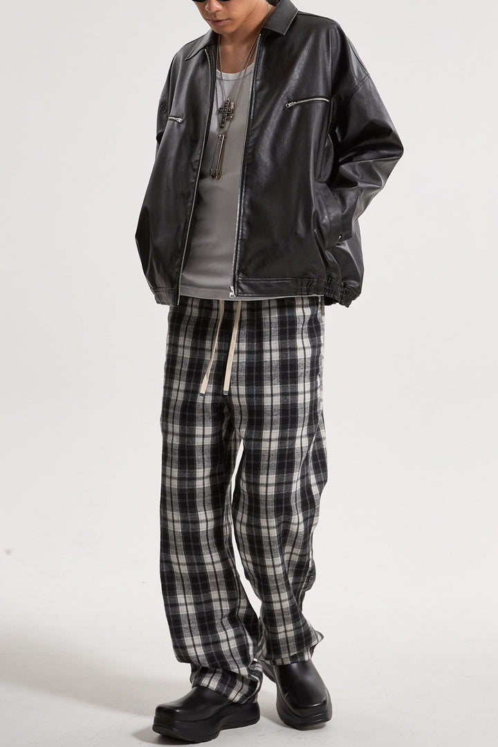 Drawstring Checked Pants